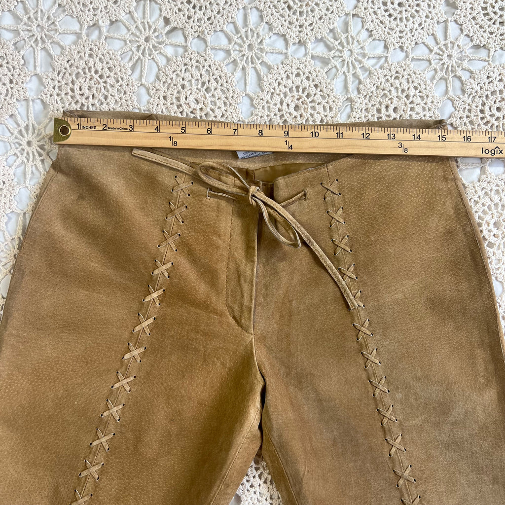 Y2K Anchor Blue Suede Bell Bottoms 7
