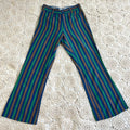 60s Mod Blue and Green Striped Flare Trousers 27x27