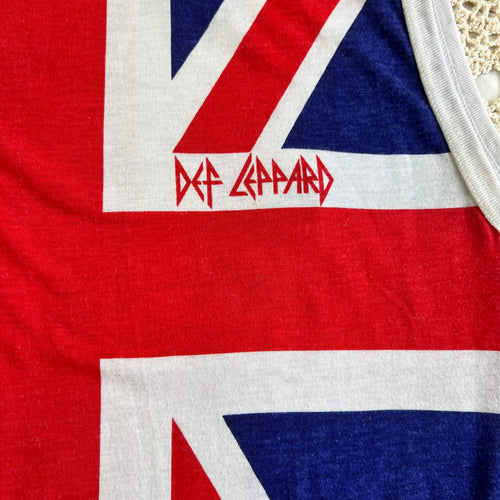 1983 Def Leppard Pyromania Tour Union Jack Flag Tank Top M