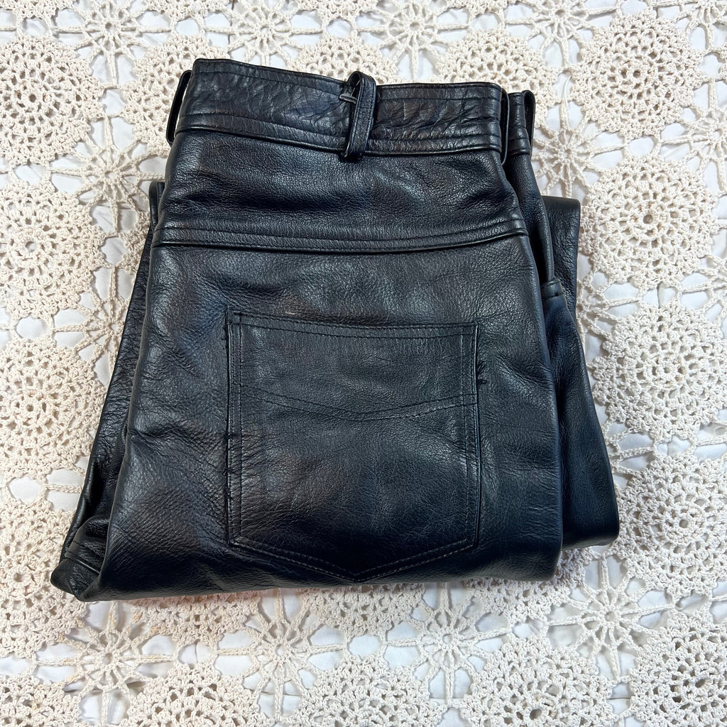 90s Xelement Straight Leg Baggy Leather Biker Pants 36x32