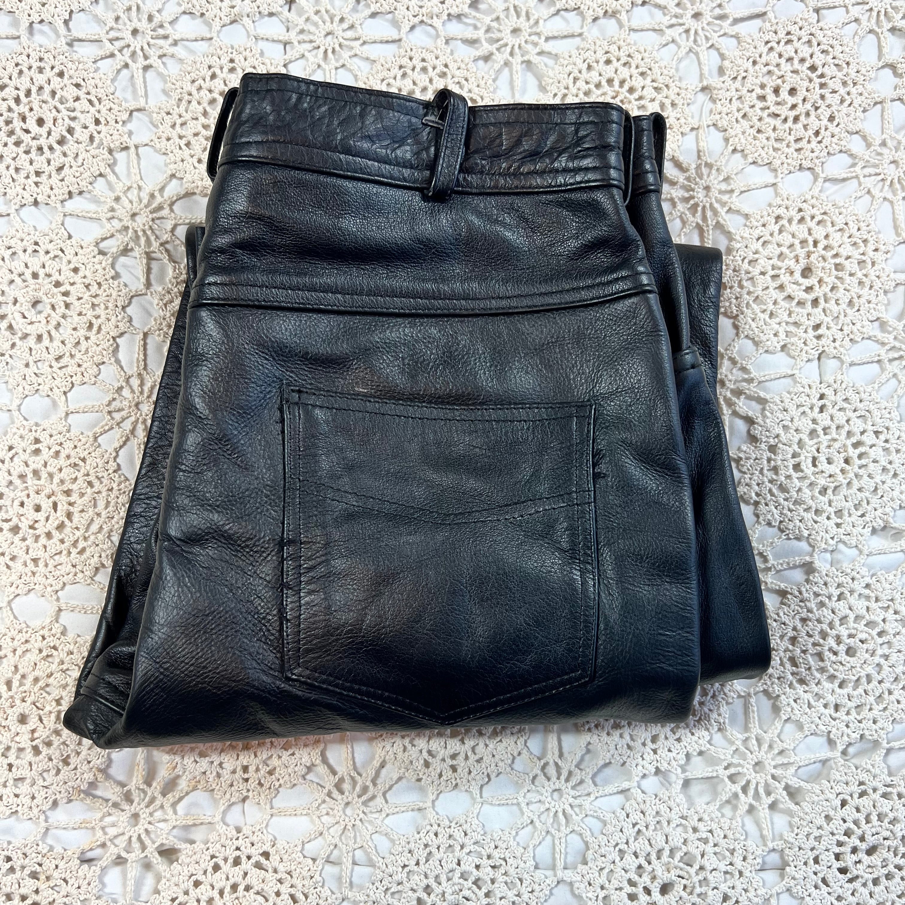 90s Xelement Straight Leg Baggy Leather Biker Pants 36x32