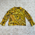 60s Hawaiian Textiles Barkcloth Dagger Collar Blouse M