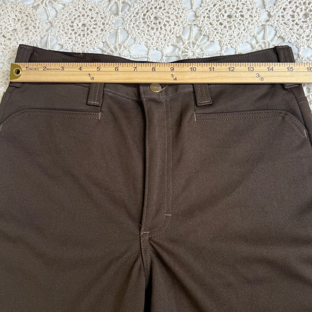 70s Deadstock Lee Chocolate Brown Flare Dress Pants 31x32.5