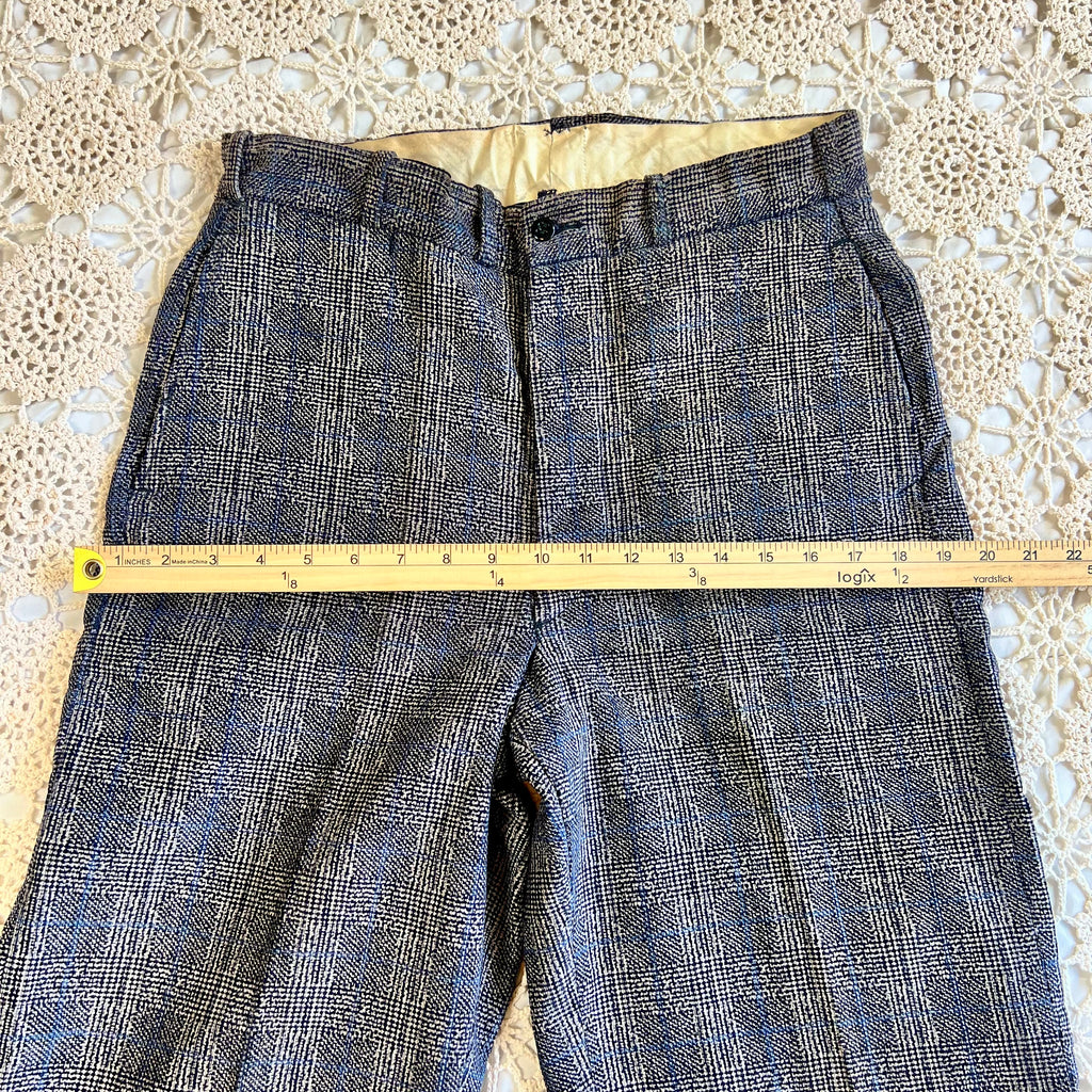 1930s Blue Wing Glen Plaid Trousers 30x32