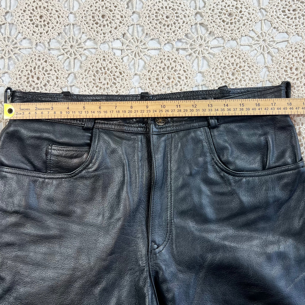 90s Xelement Straight Leg Baggy Leather Biker Pants 36x32