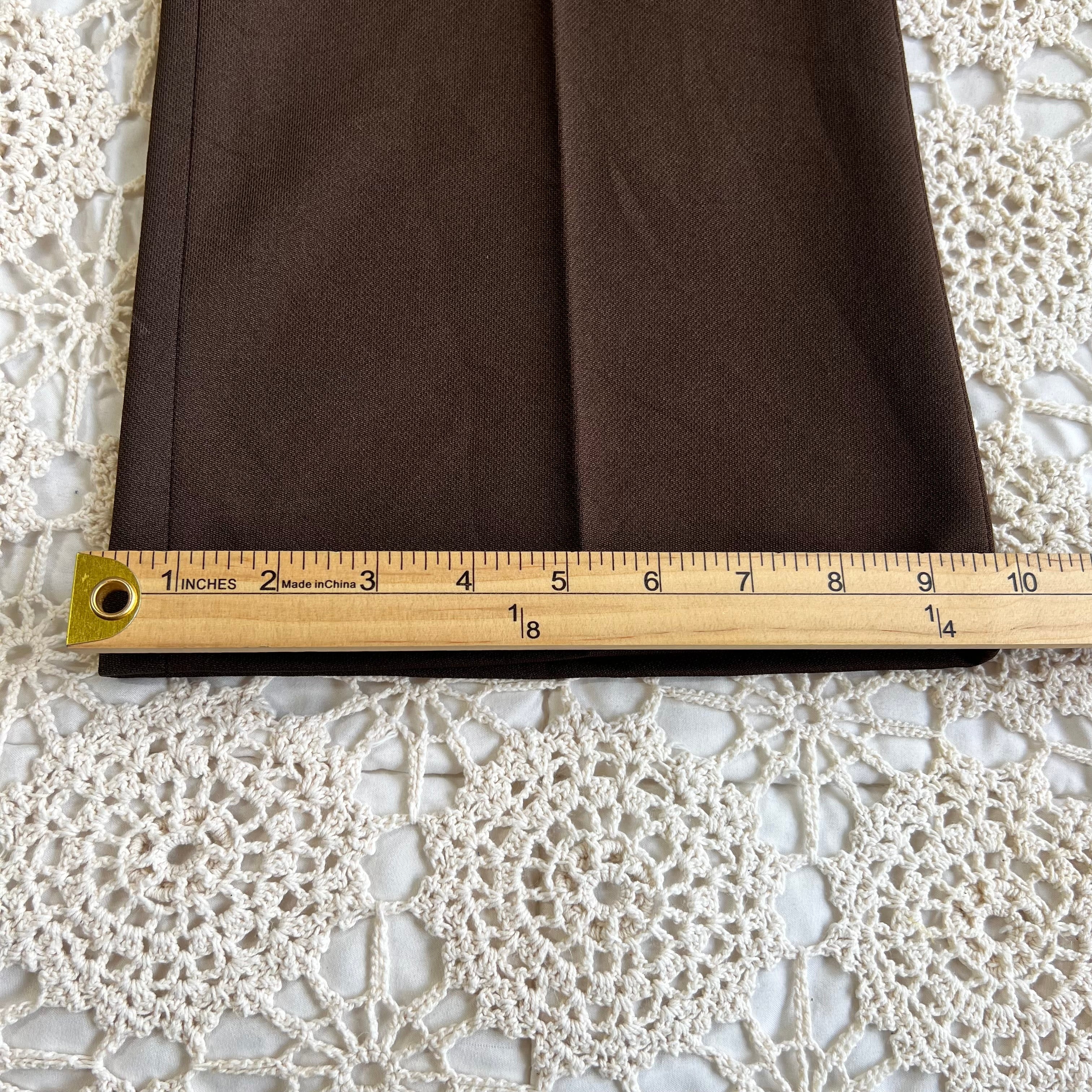 70s Deadstock Lee Chocolate Brown Flare Dress Pants 31x32.5