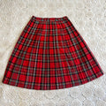 70s Rhapsody Red Plaid Pleated Wool Skirt M