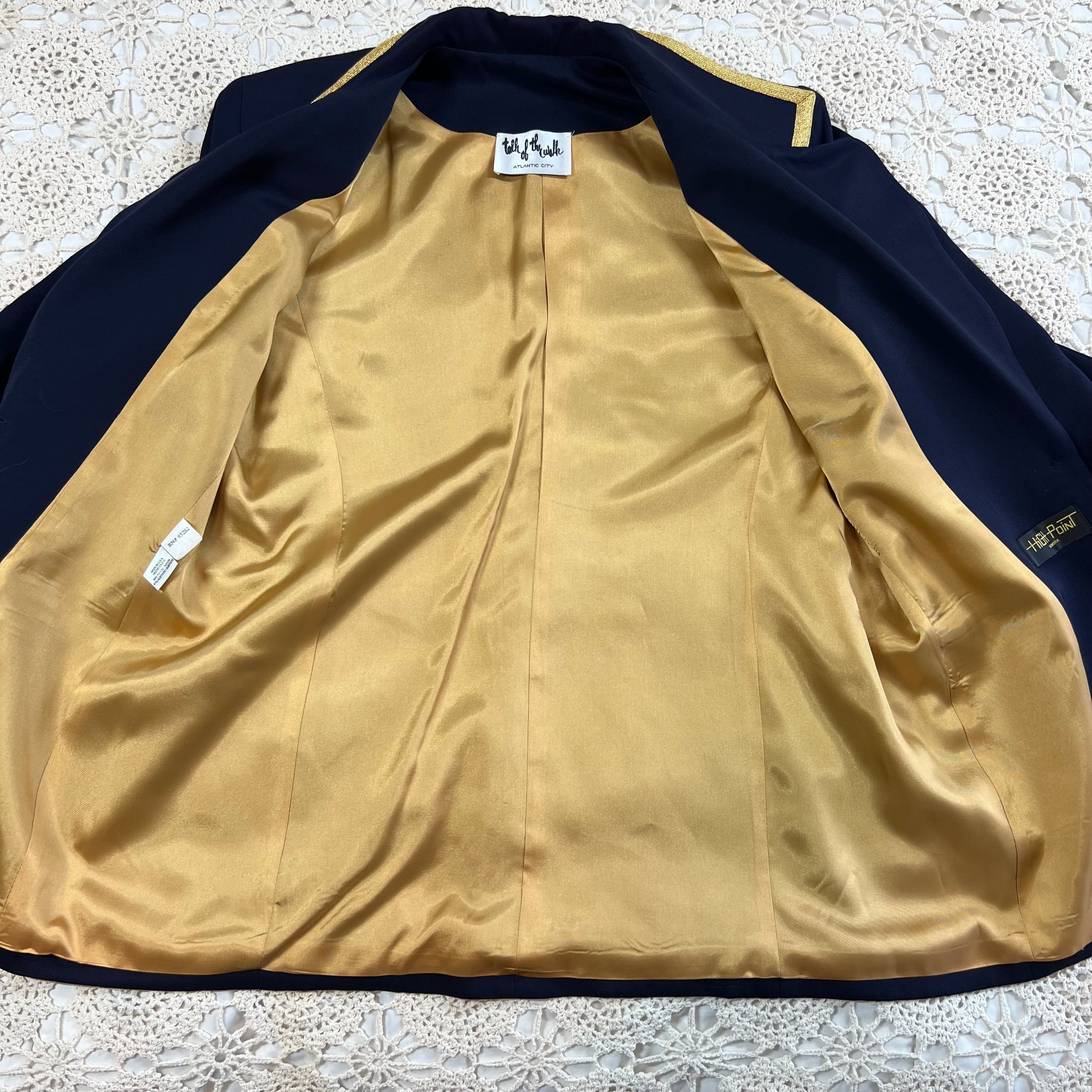 80s Deadstock Talk of the Walk Nautical Navy and Gold Blazer L