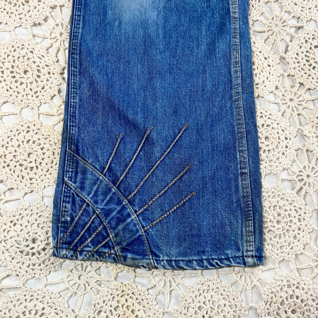 70s Sunburst Bellbottom Flare Jeans 34x31