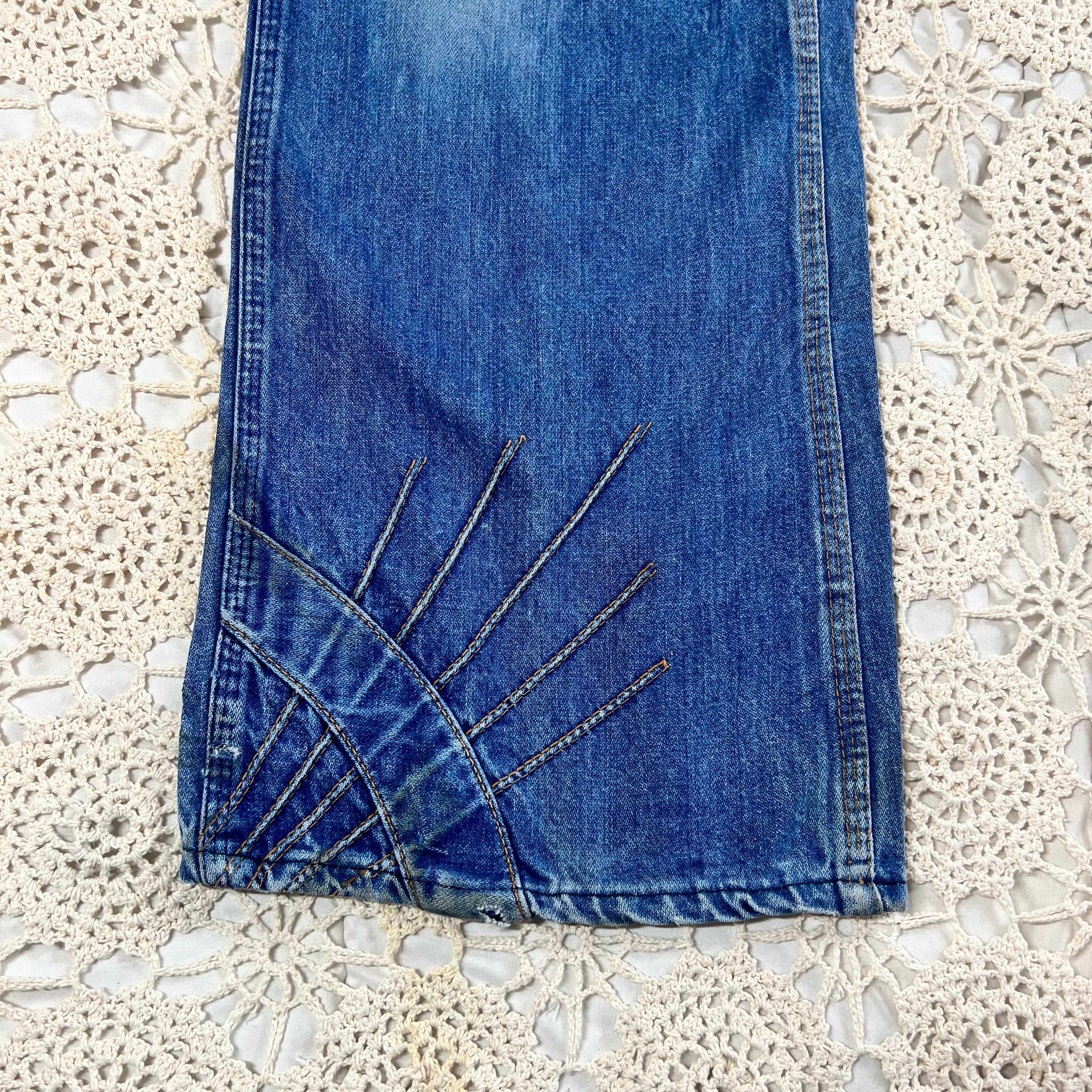 70s Sunburst Bellbottom Flare Jeans 34x31