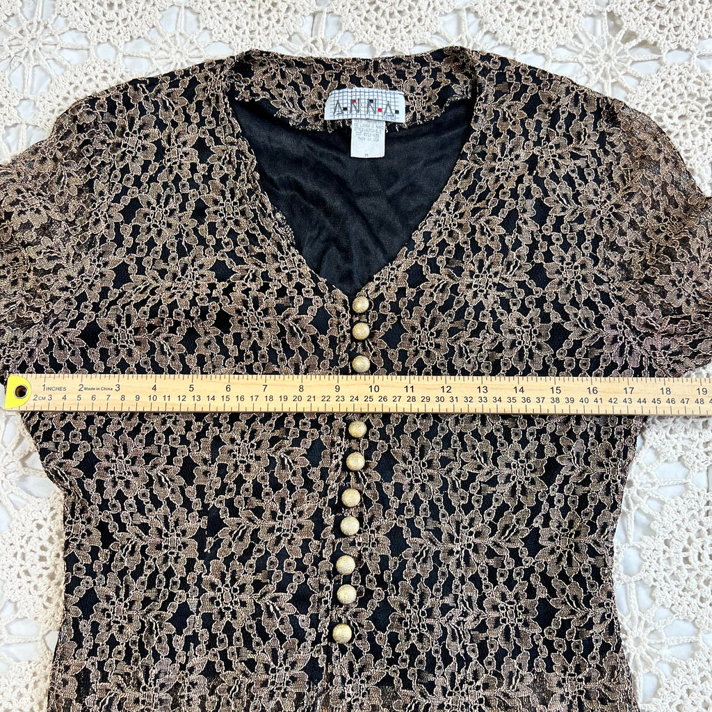 90s Whimsigoth Anna Lace Corset Tie Back Top M