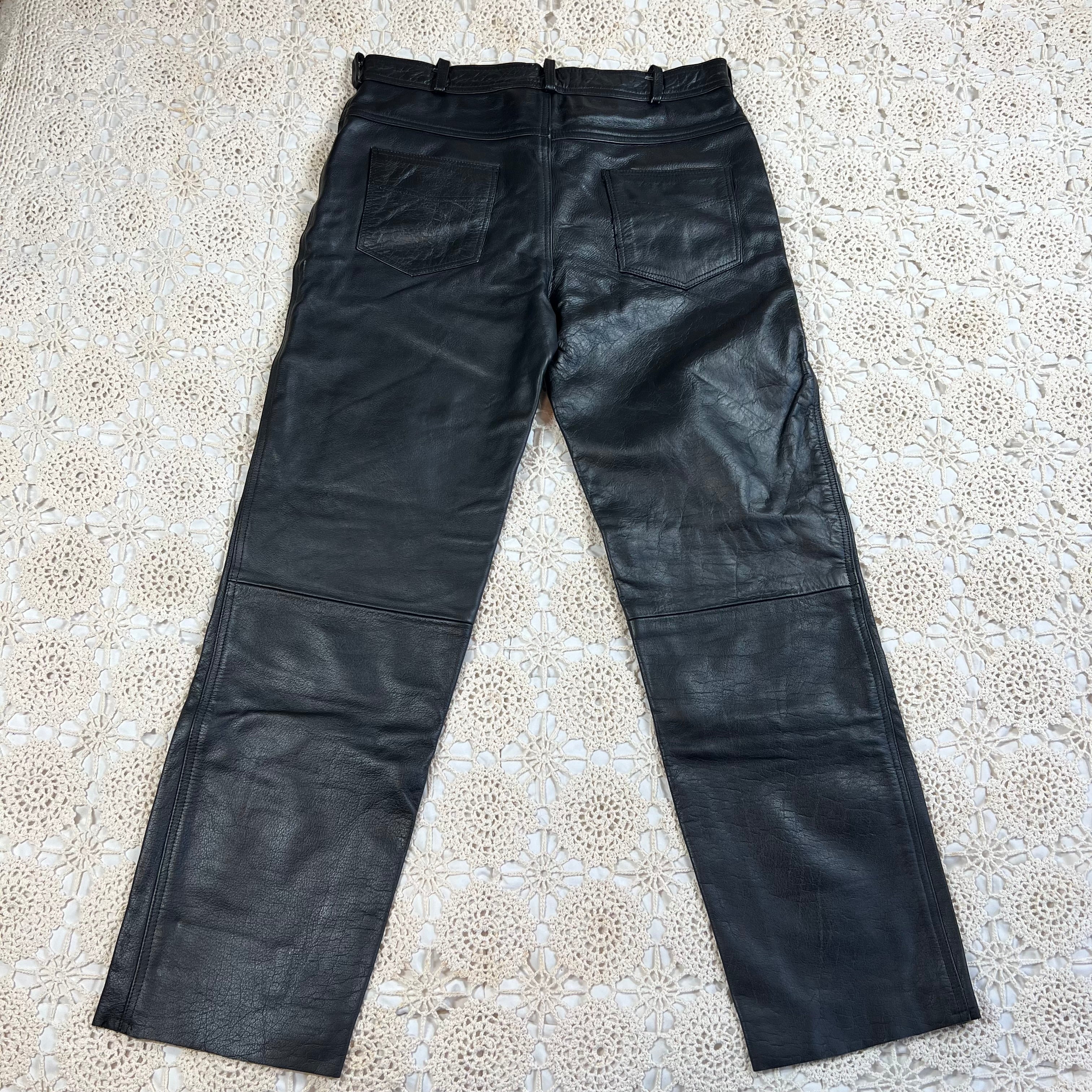 90s Xelement Straight Leg Baggy Leather Biker Pants 36x32