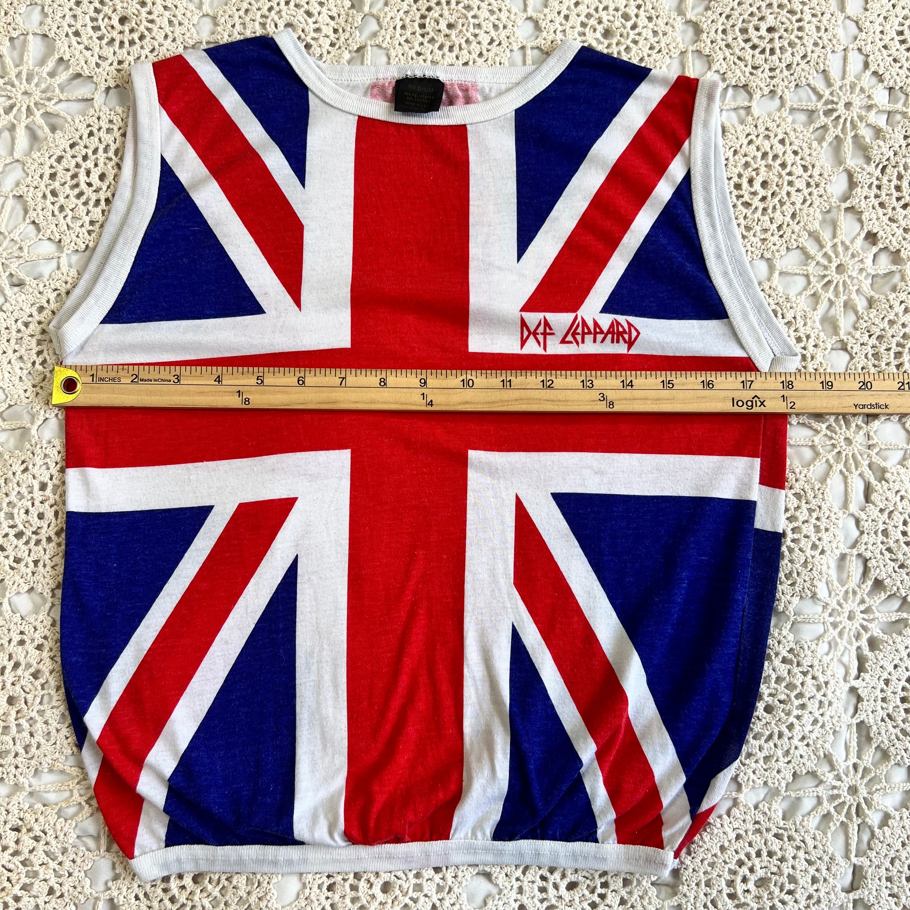 1983 Def Leppard Pyromania Tour Union Jack Flag Tank Top M