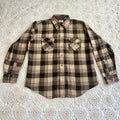 70s Sears Brown Tan Red Plaid Flannel XL