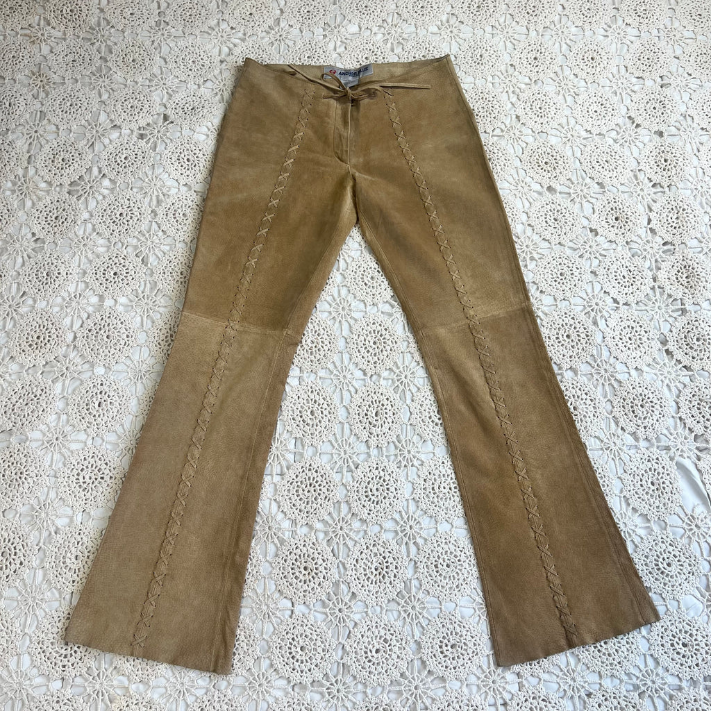 Y2K Anchor Blue Suede Bell Bottoms 7