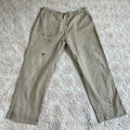 40s 50s Tan Chino Work Pants with Original Repairs 36x30