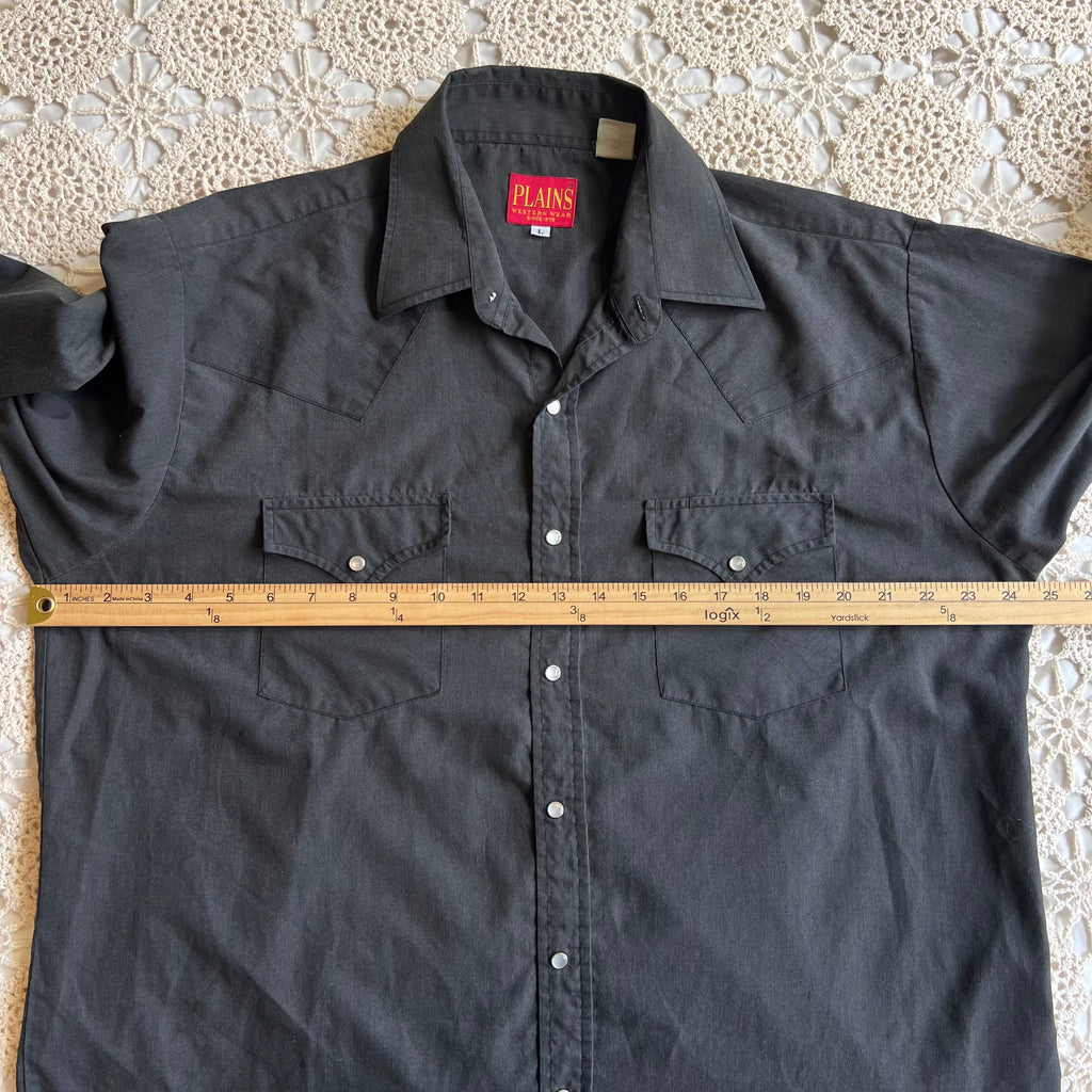 90s Plains Western Wear Black Pearl Snap XL