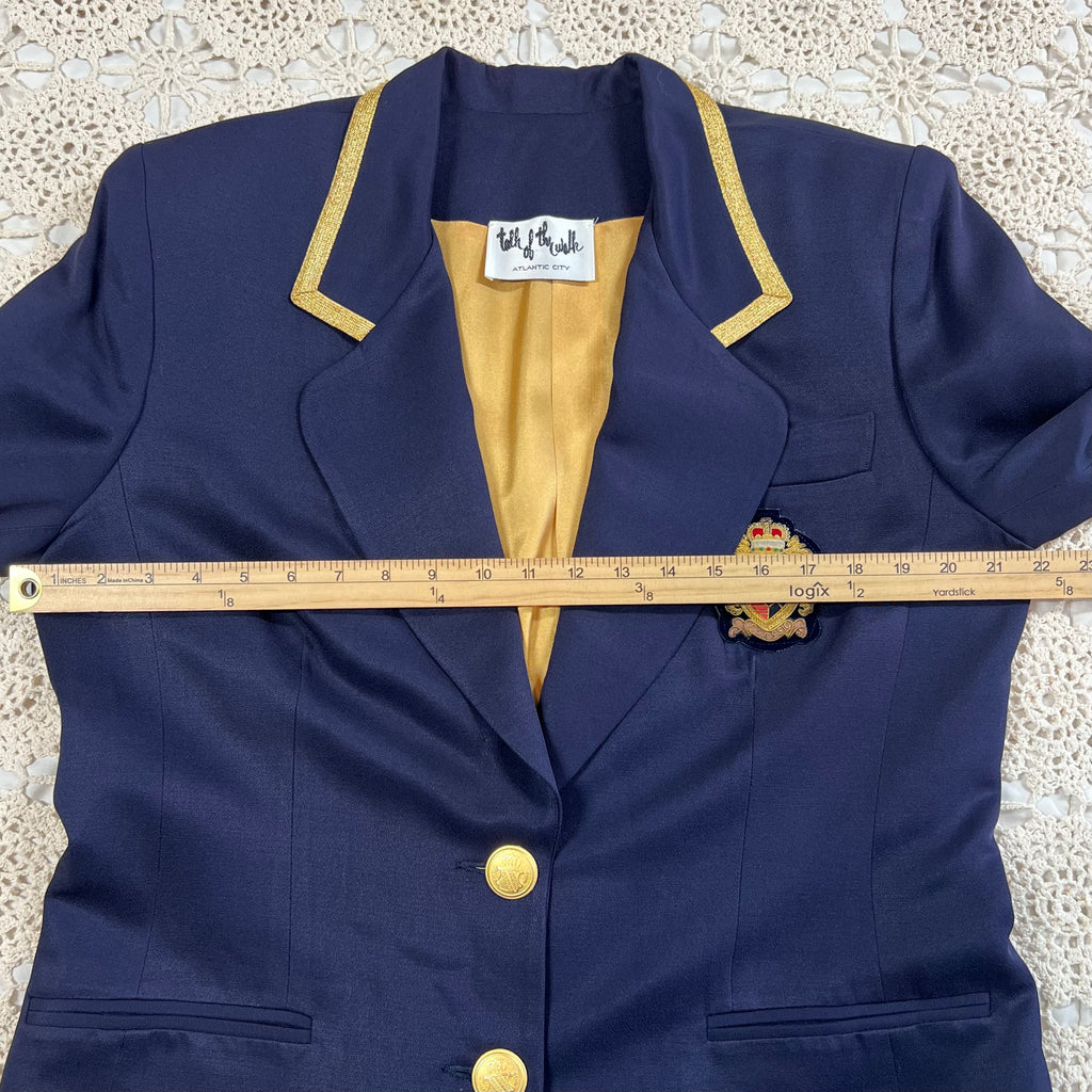 80s Deadstock Talk of the Walk Nautical Navy and Gold Blazer L