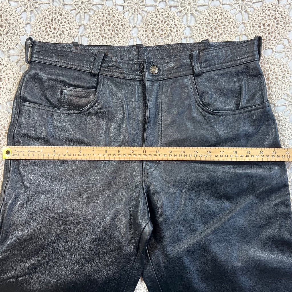90s Xelement Straight Leg Baggy Leather Biker Pants 36x32