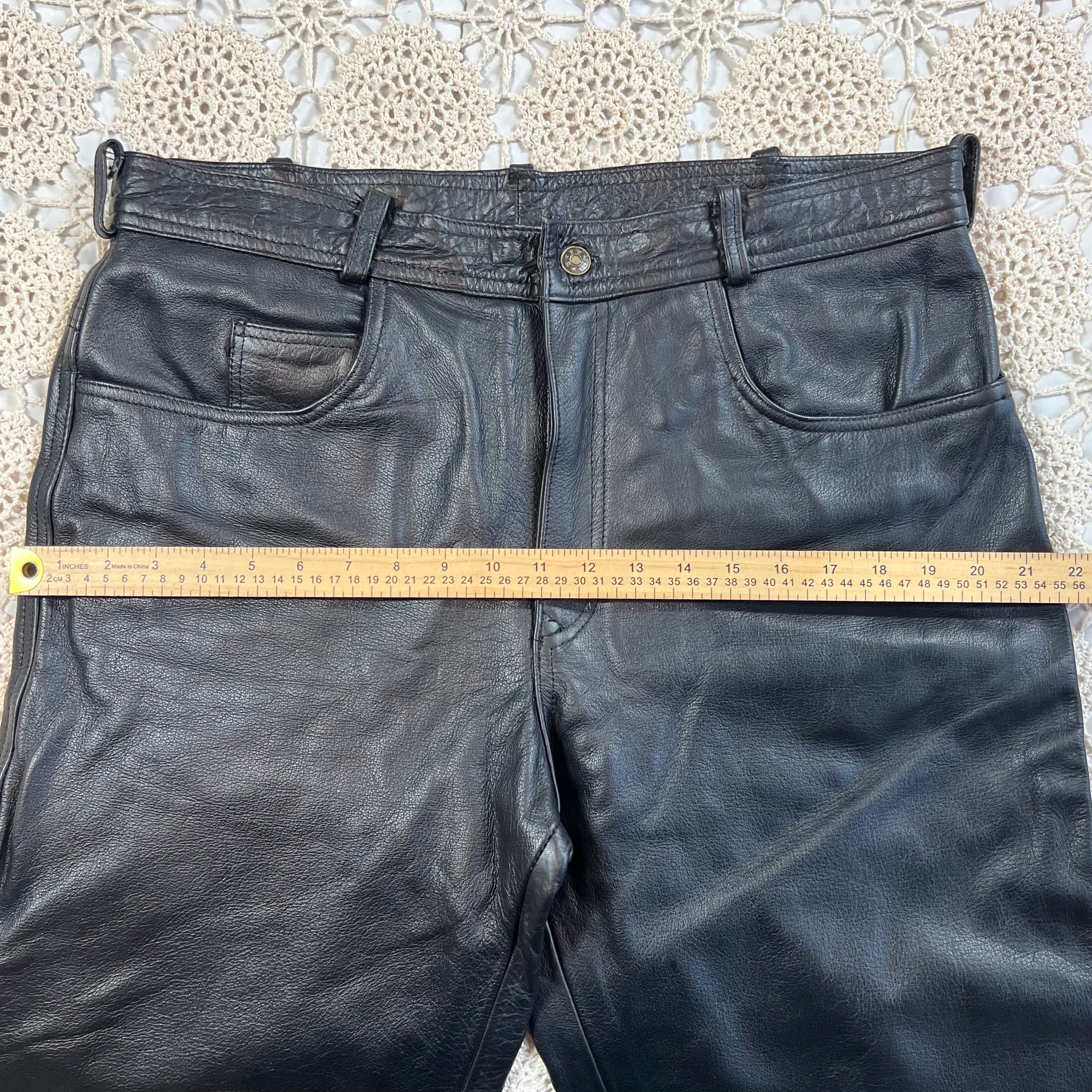 90s Xelement Straight Leg Baggy Leather Biker Pants 36x32