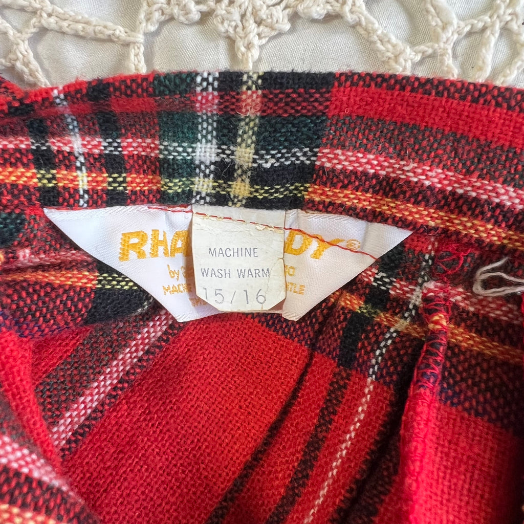 70s Rhapsody Red Plaid Pleated Wool Skirt M