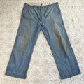 40s Faded Blue Twill Button Fly Work Trousers 40x28