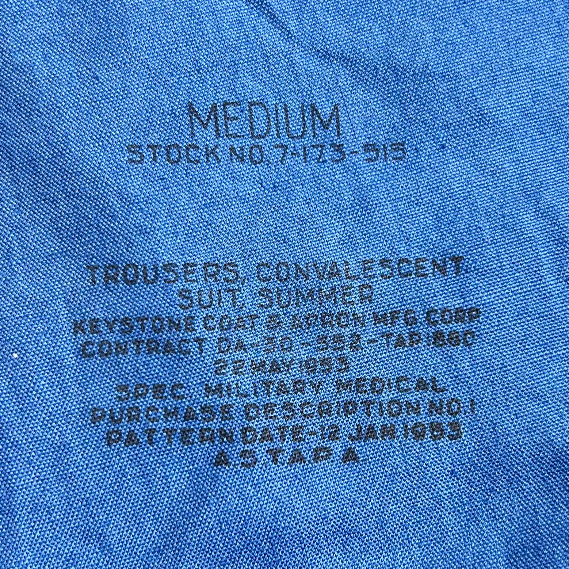 50s US Military Convalescent Suit Summer Trousers 36x29.5”