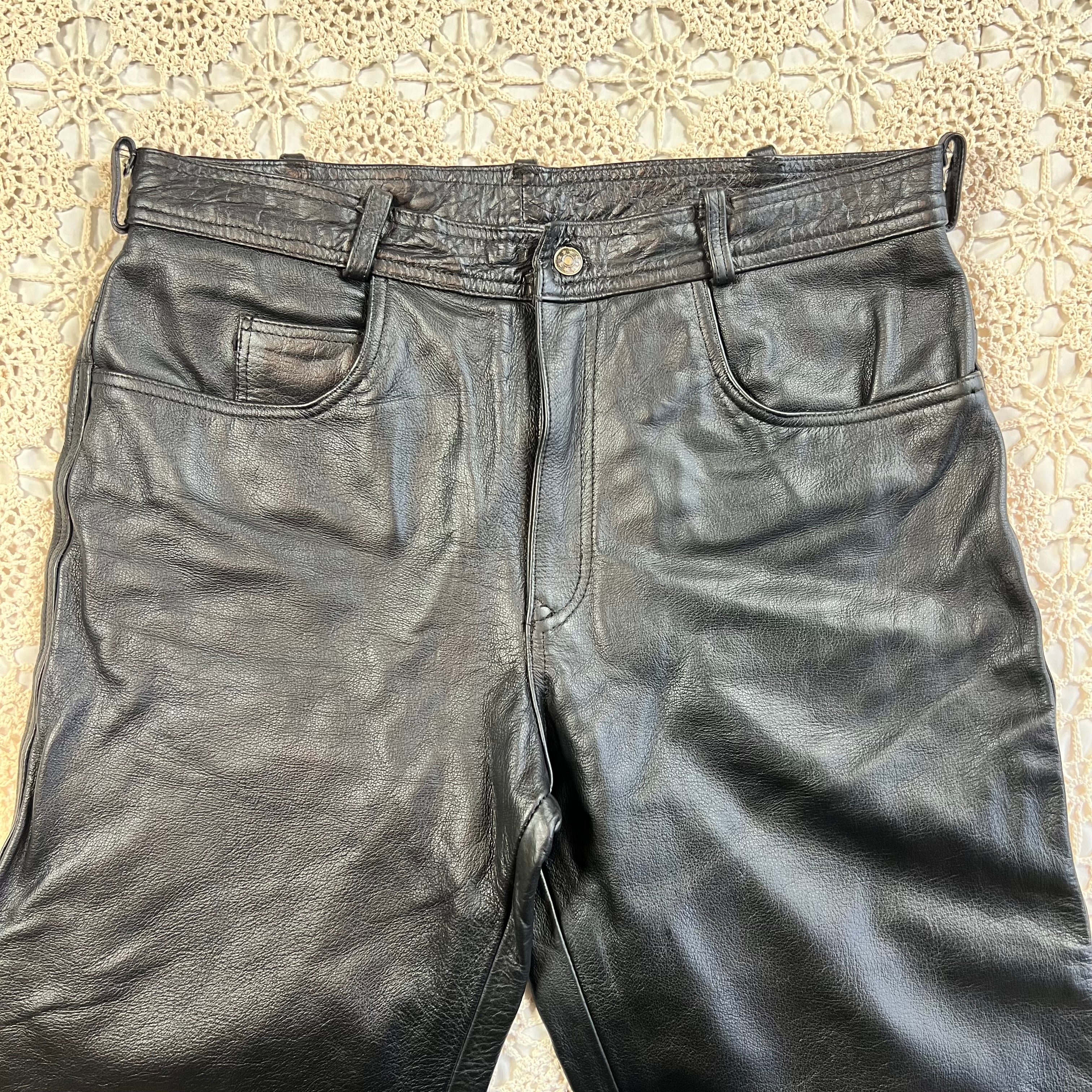 90s Xelement Straight Leg Baggy Leather Biker Pants 36x32