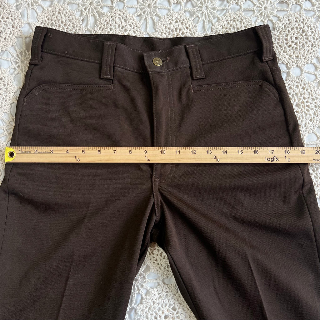 70s Deadstock Lee Chocolate Brown Flare Dress Pants 31x32.5
