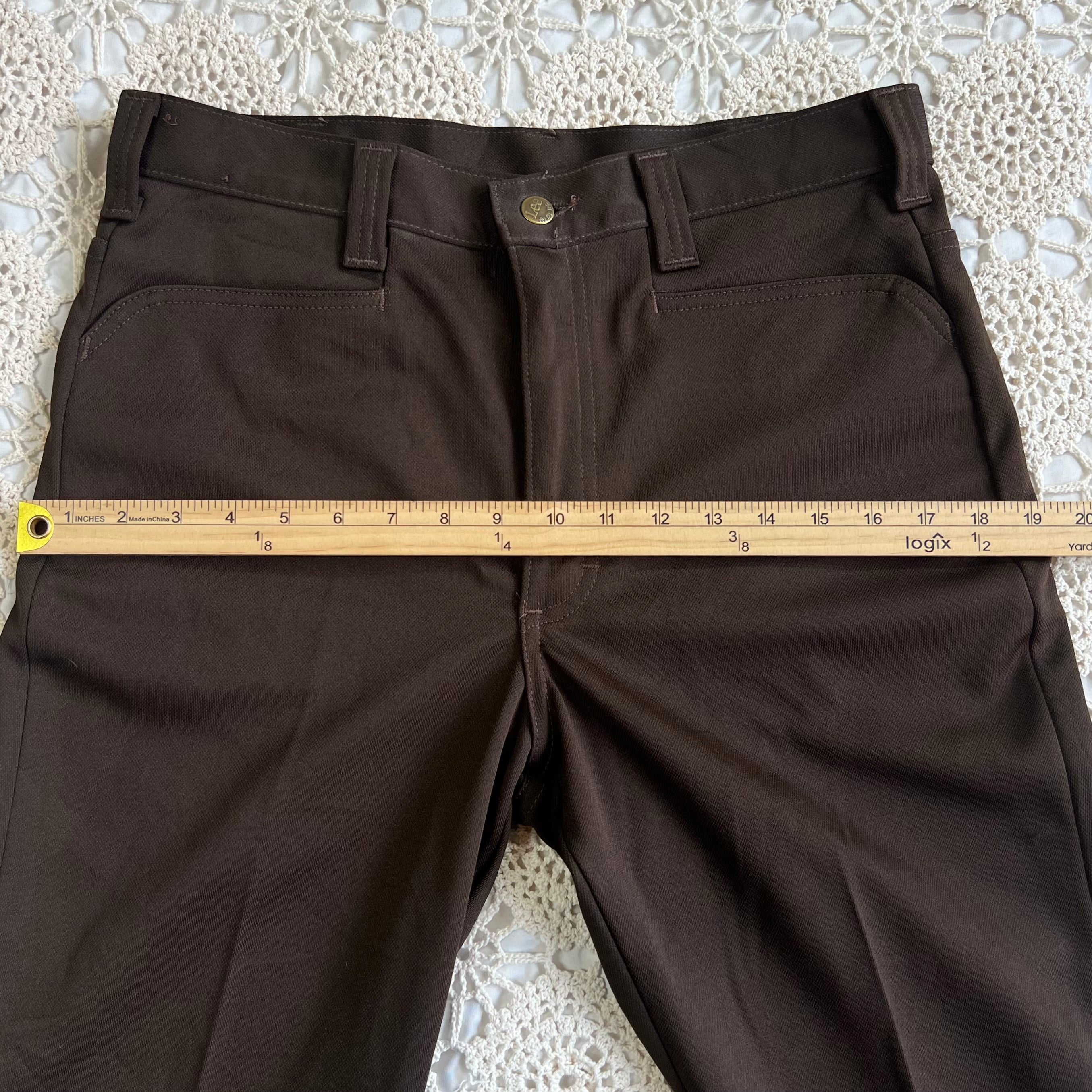 70s Deadstock Lee Chocolate Brown Flare Dress Pants 31x32.5