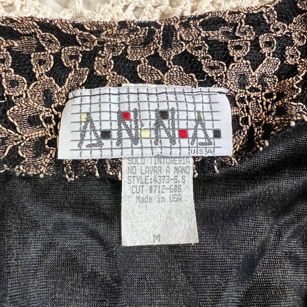 90s Whimsigoth Anna Lace Corset Tie Back Top M