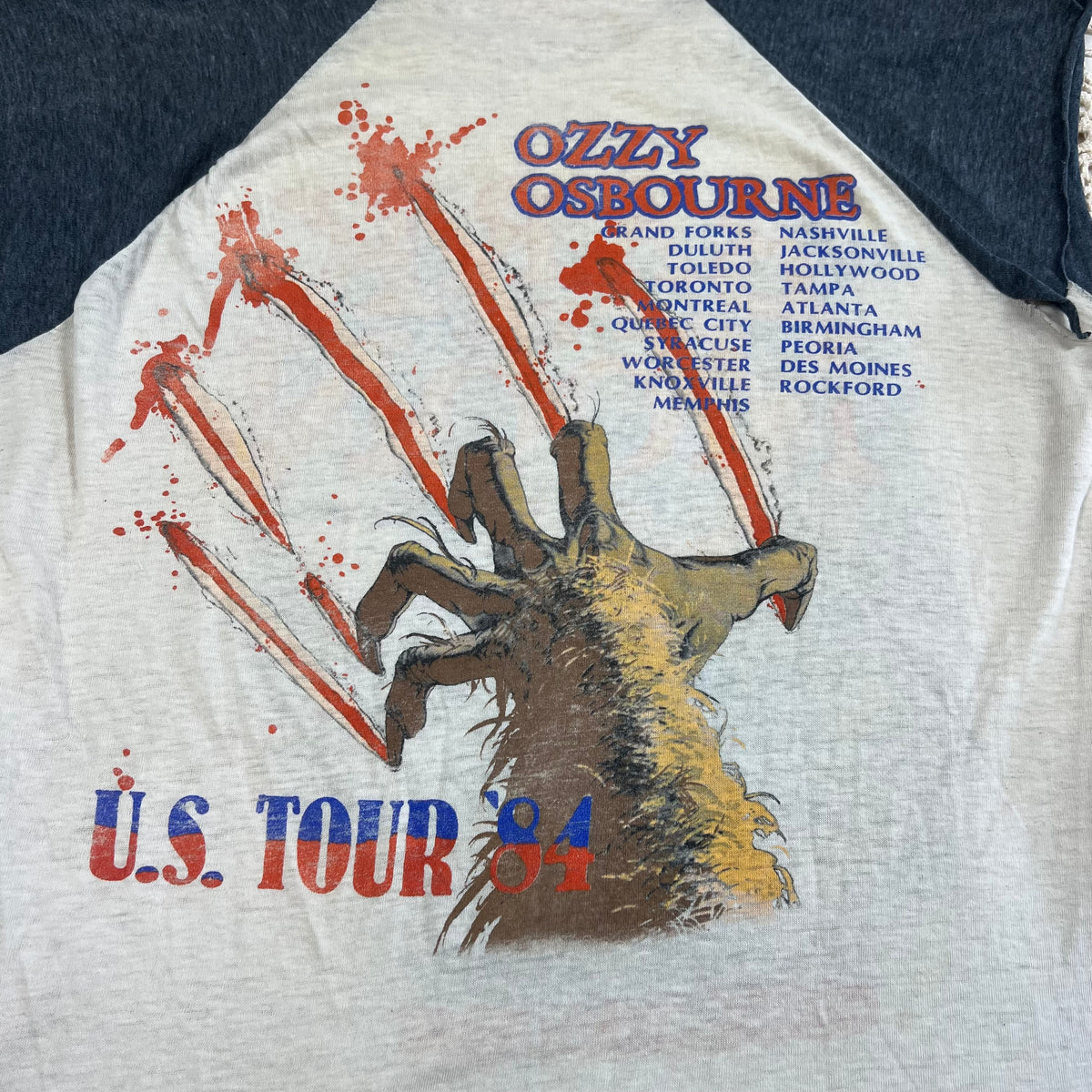 1984 Ozzy Osbourne Bark at the Moon Cut Off Tour Raglan M