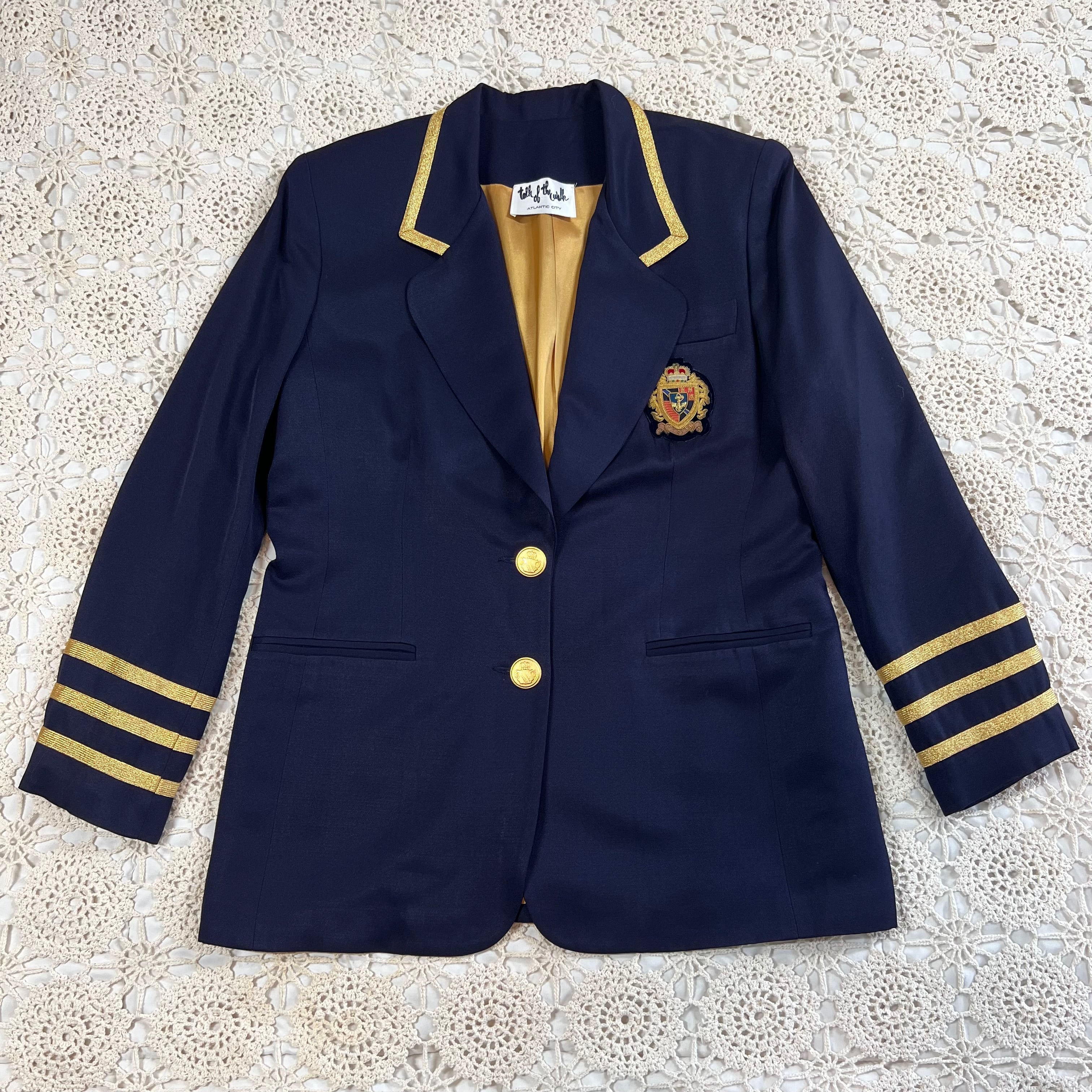 80s Deadstock Talk of the Walk Nautical Navy and Gold Blazer L