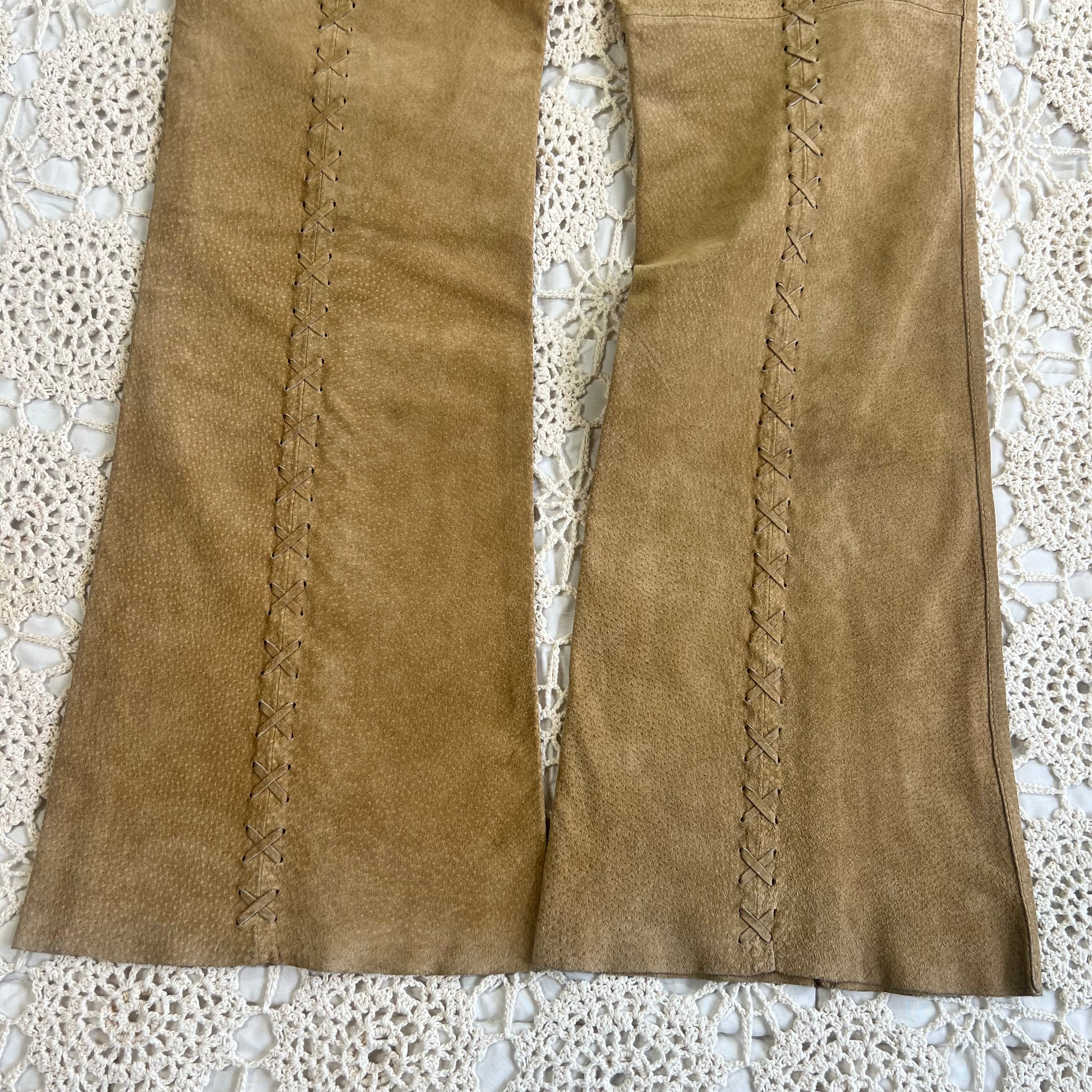 Y2K Anchor Blue Suede Bell Bottoms 7