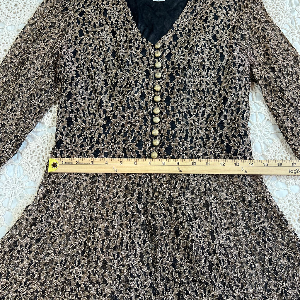90s Whimsigoth Anna Lace Corset Tie Back Top M