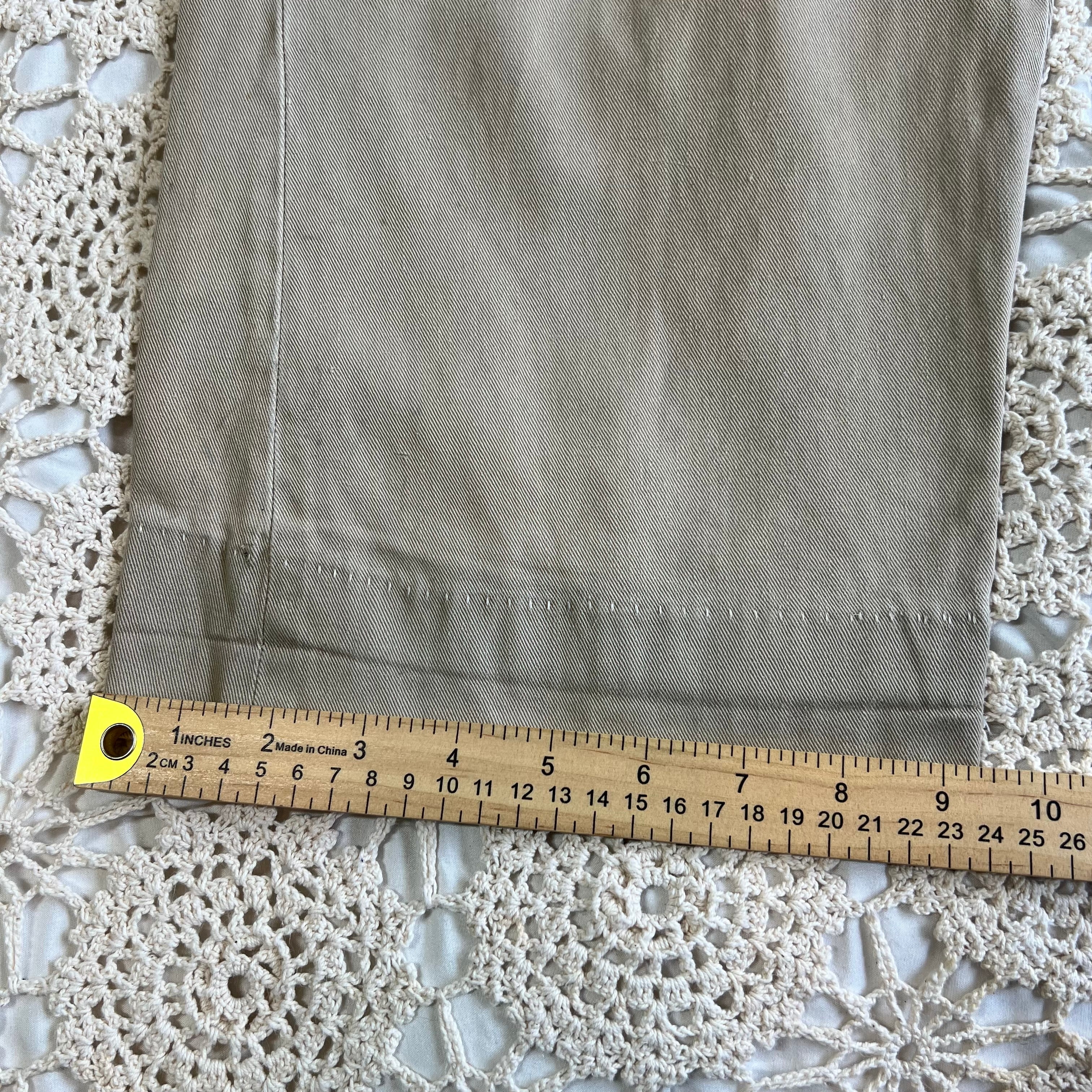 40s 50s Tan Chino Work Pants with Original Repairs 36x30