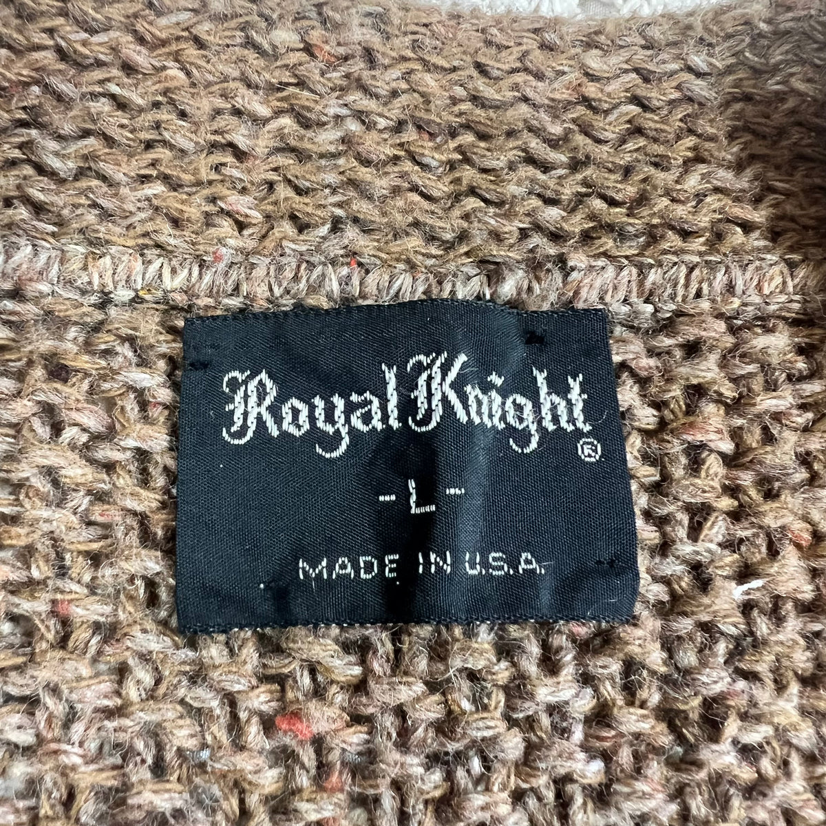 60s Royal Knight Brown Chunky Knit Cardigan L