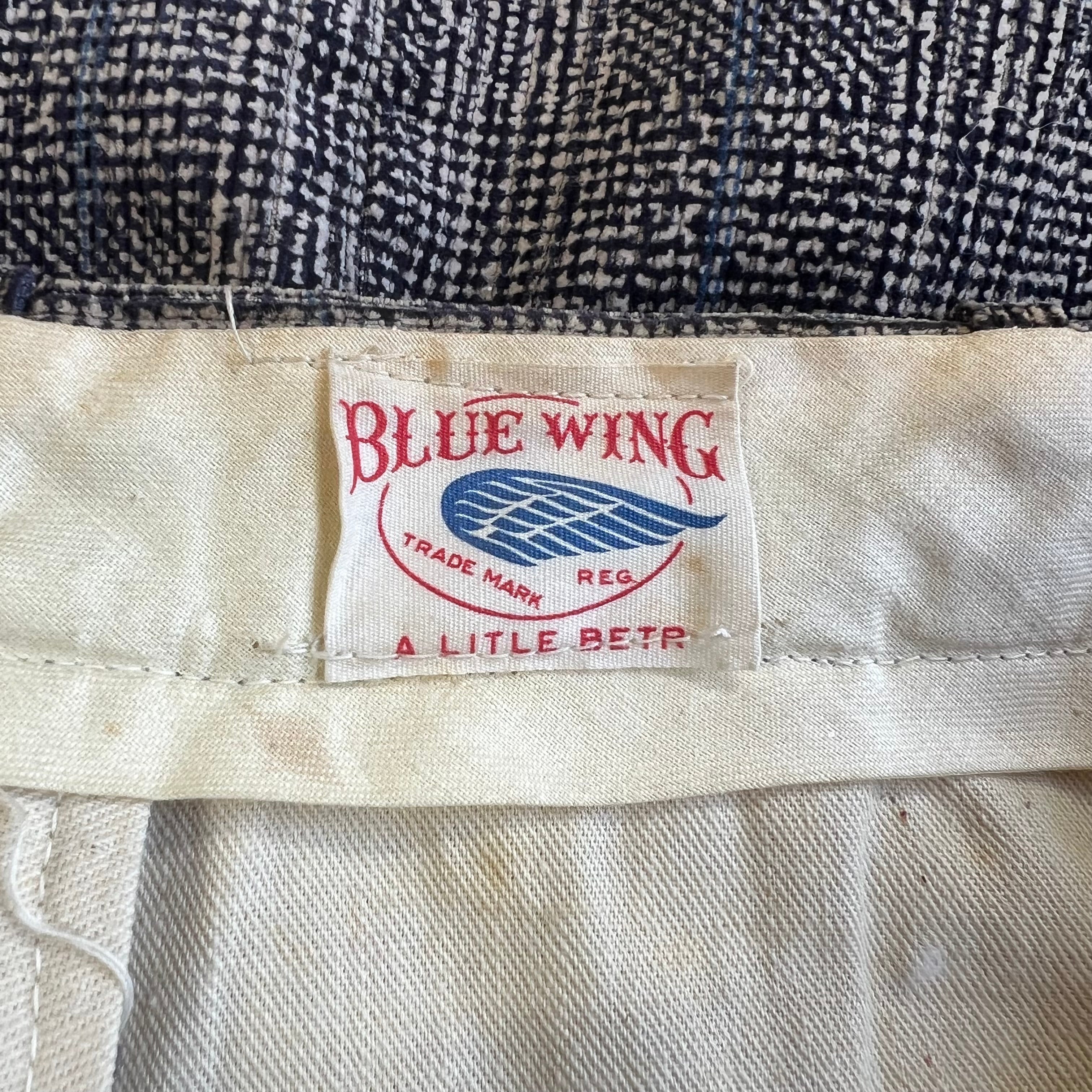 1930s Blue Wing Glen Plaid Trousers 30x32