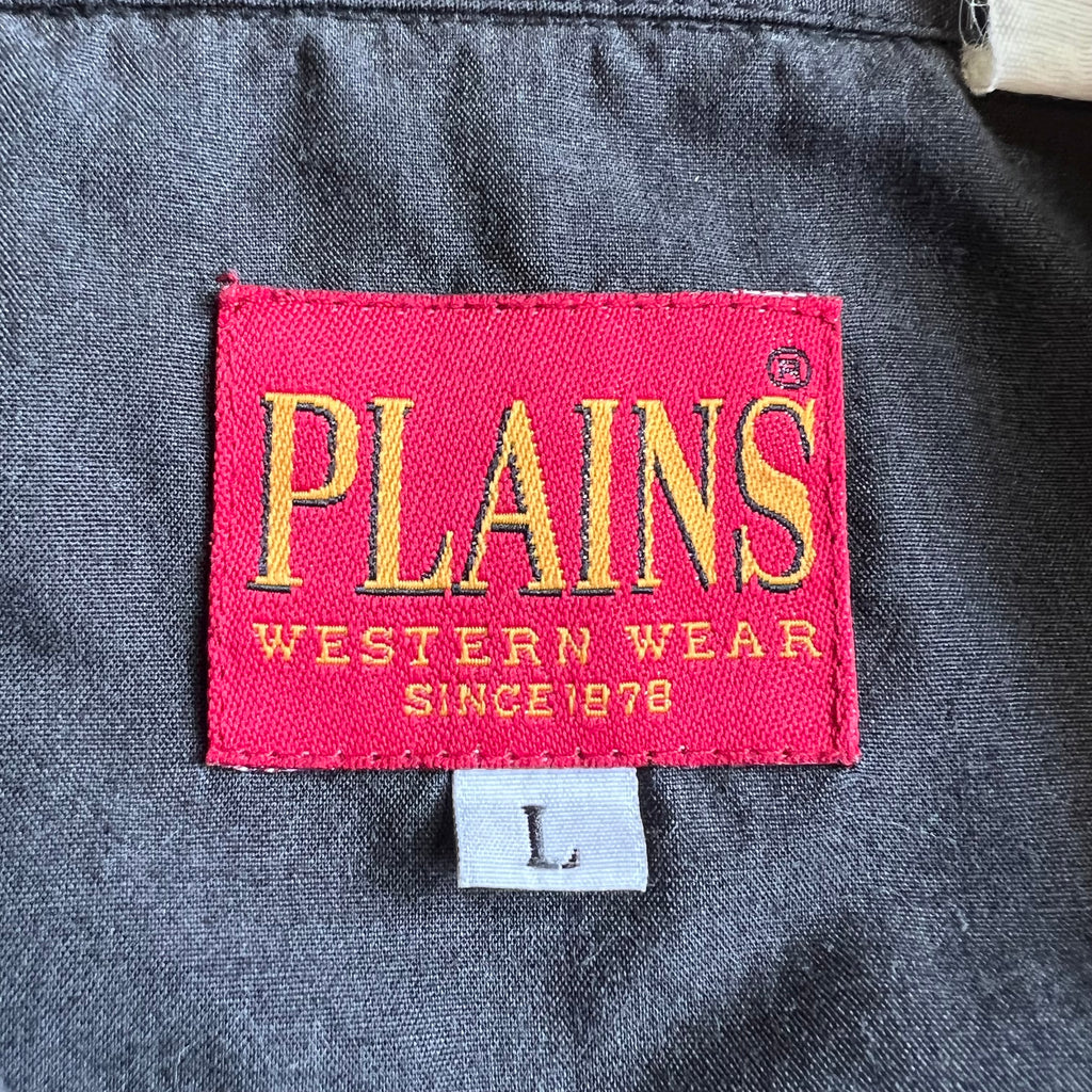 90s Plains Western Wear Black Pearl Snap XL