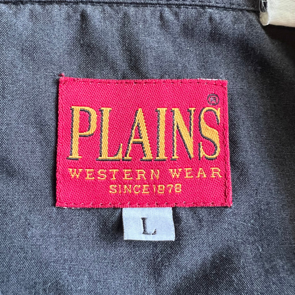 90s Plains Western Wear Black Pearl Snap XL