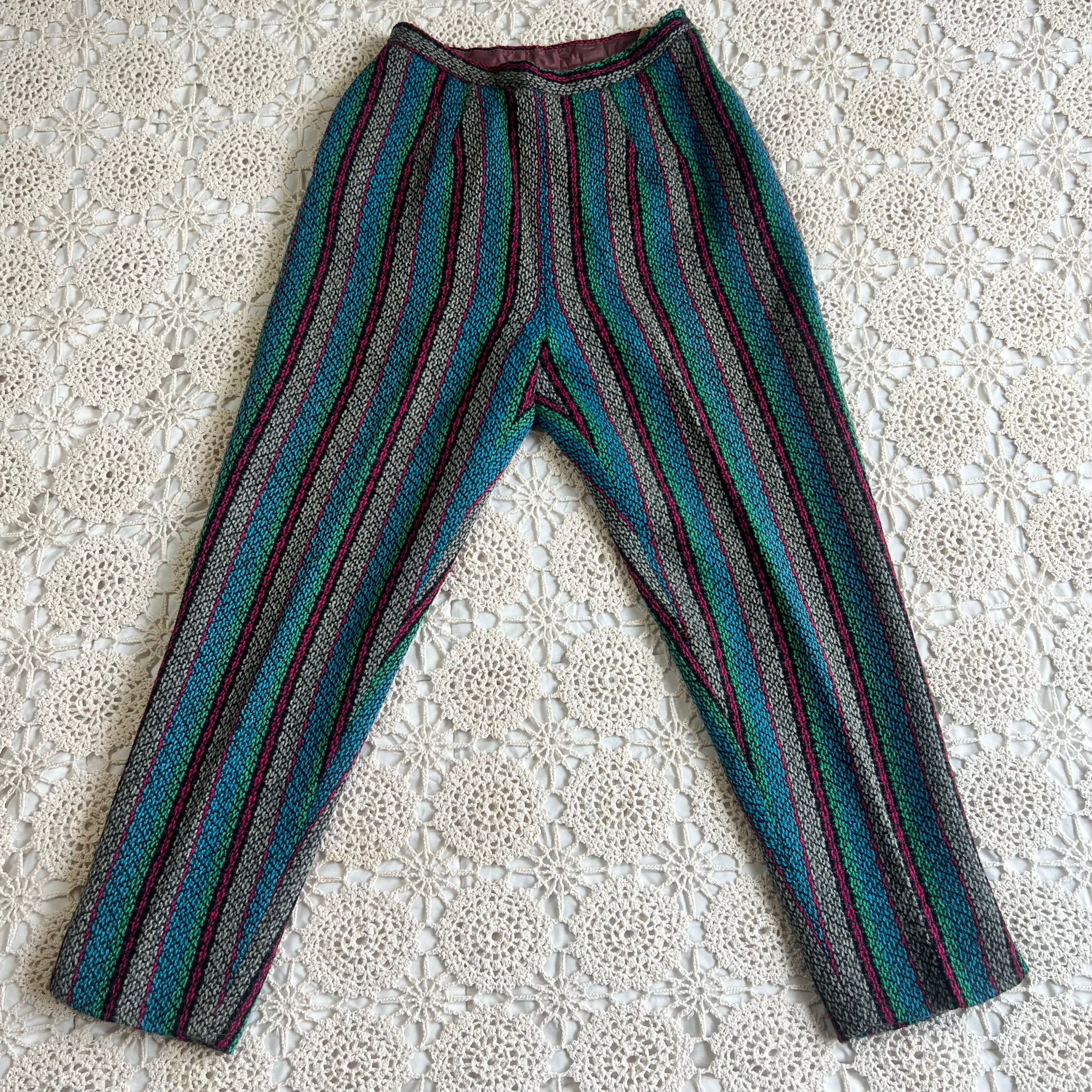 60s Wardrobe Maker Wool Striped Cigarette Pants 26x27