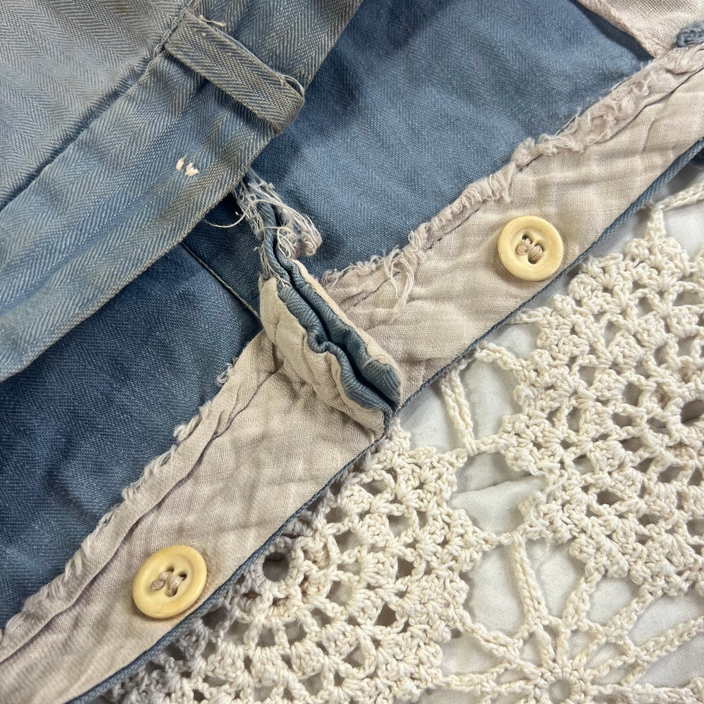 40s Faded Blue Twill Button Fly Work Trousers 40x28