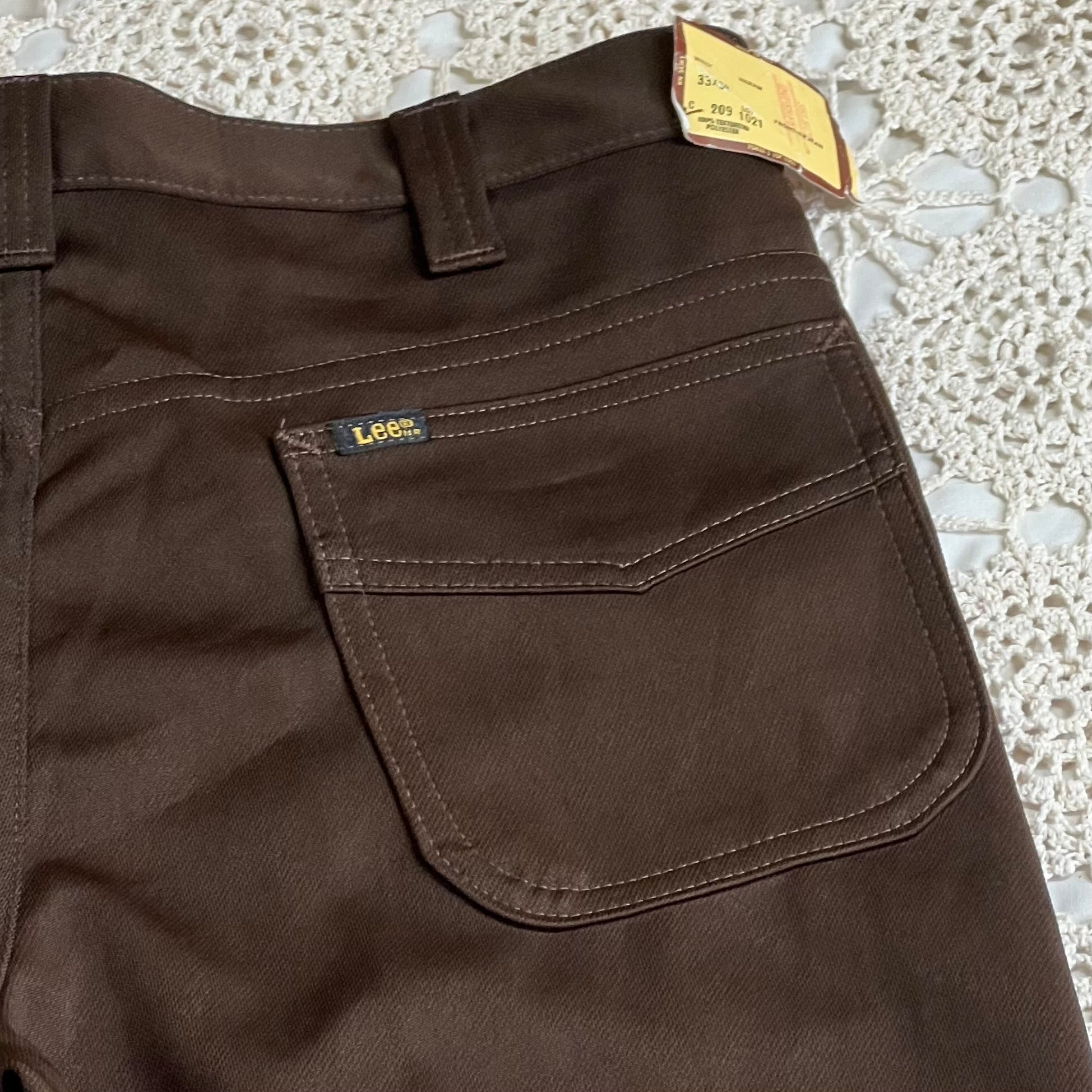 70s Deadstock Lee Chocolate Brown Flare Dress Pants 31x32.5