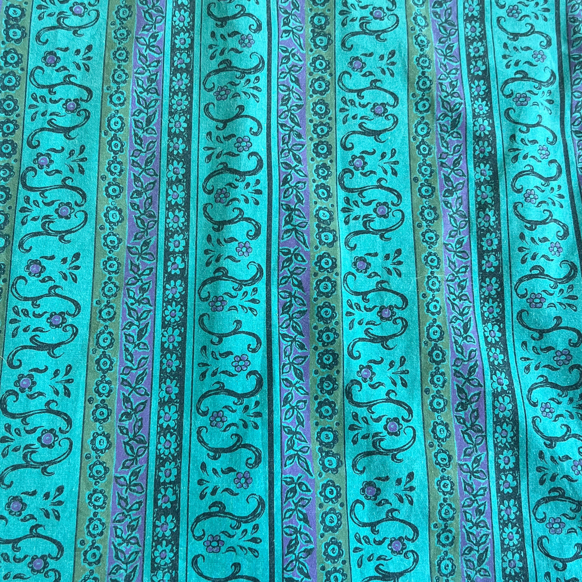 80s Oakton Limited Paisley Tapestry Blue and Green Button Down L/XL