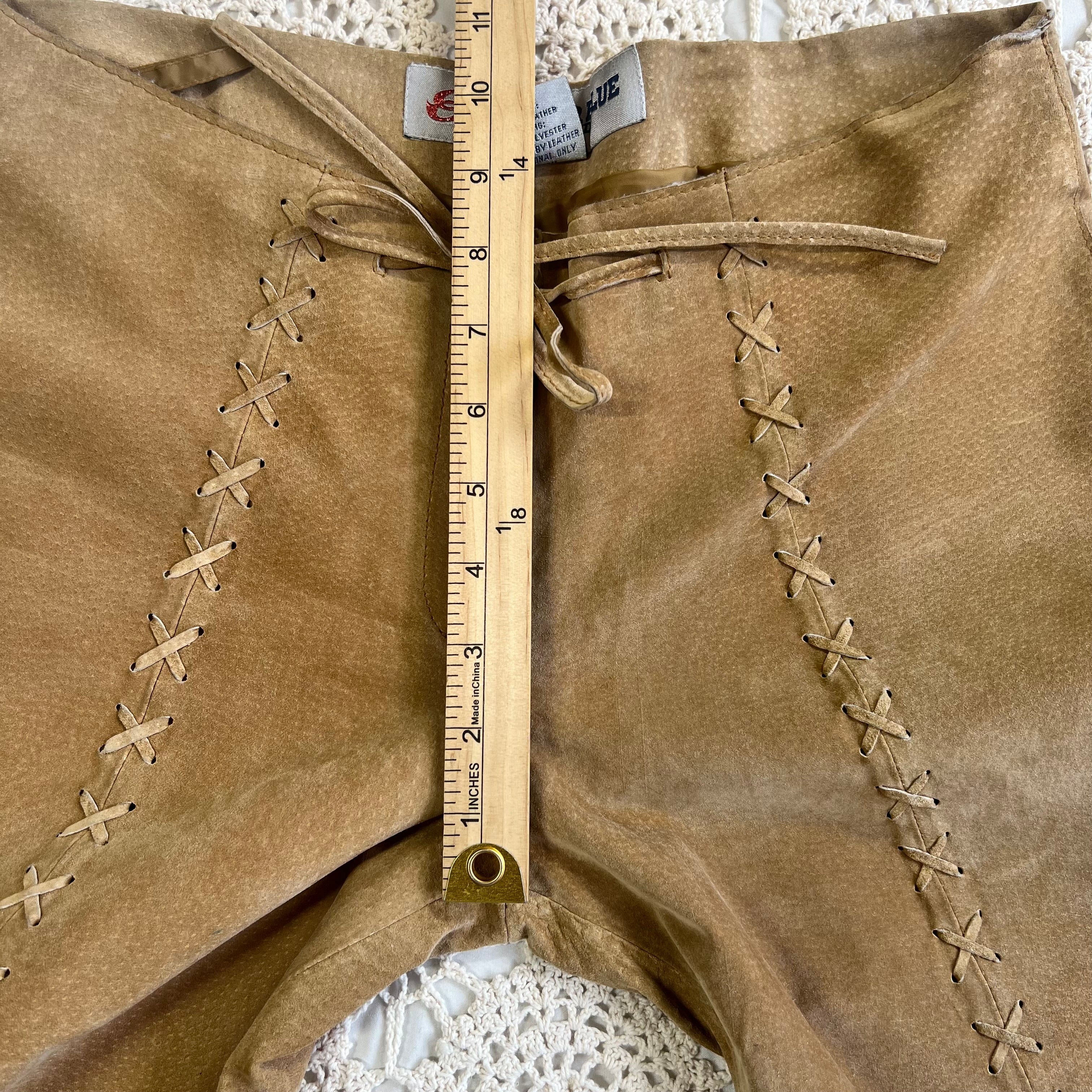 Y2K Anchor Blue Suede Bell Bottoms 7