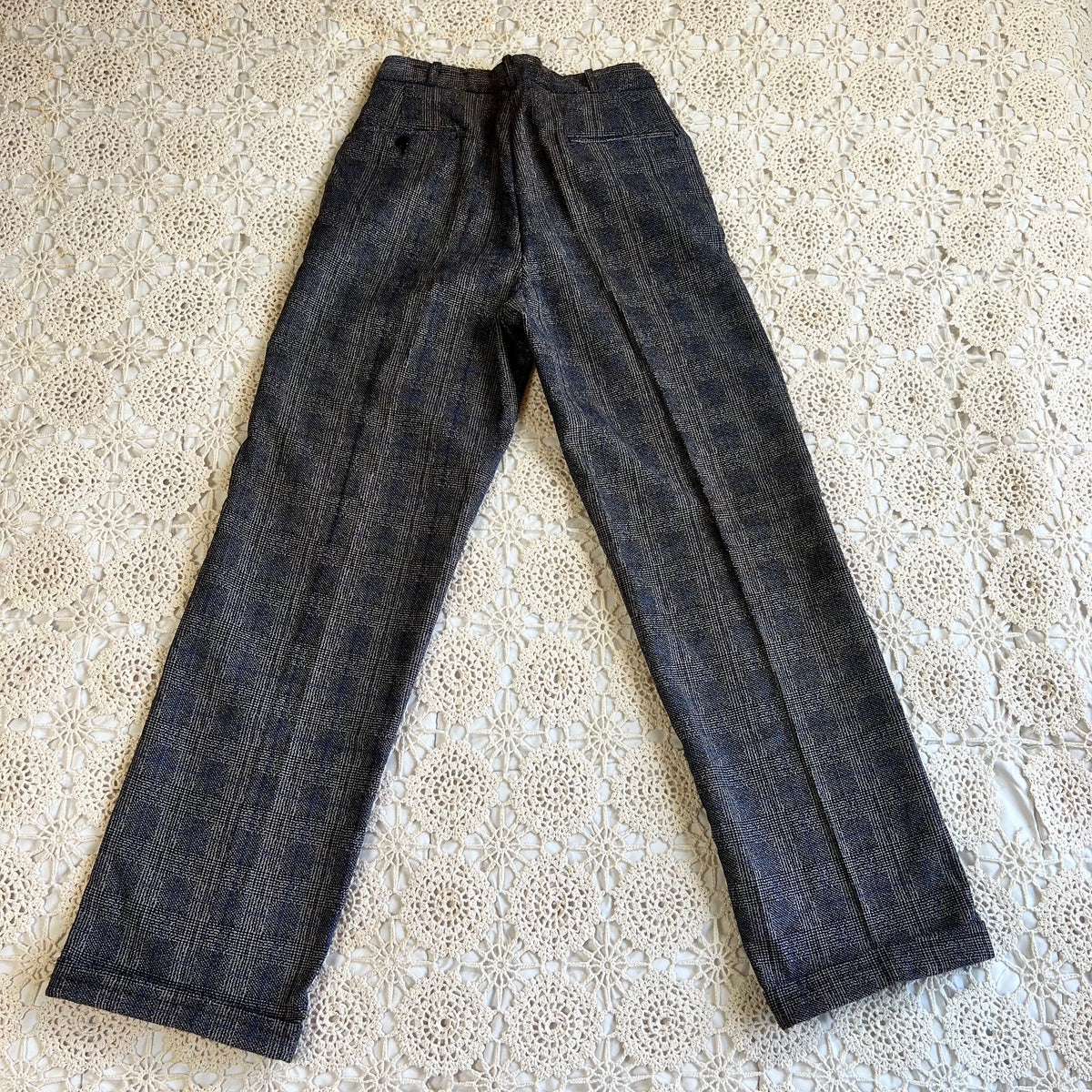 1930s Blue Wing Glen Plaid Trousers 30x32