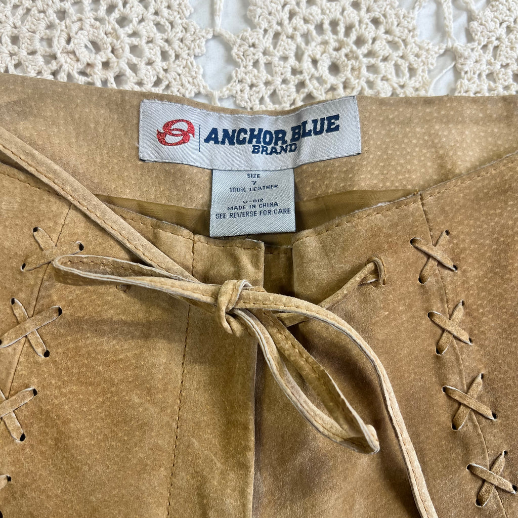 Y2K Anchor Blue Suede Bell Bottoms 7