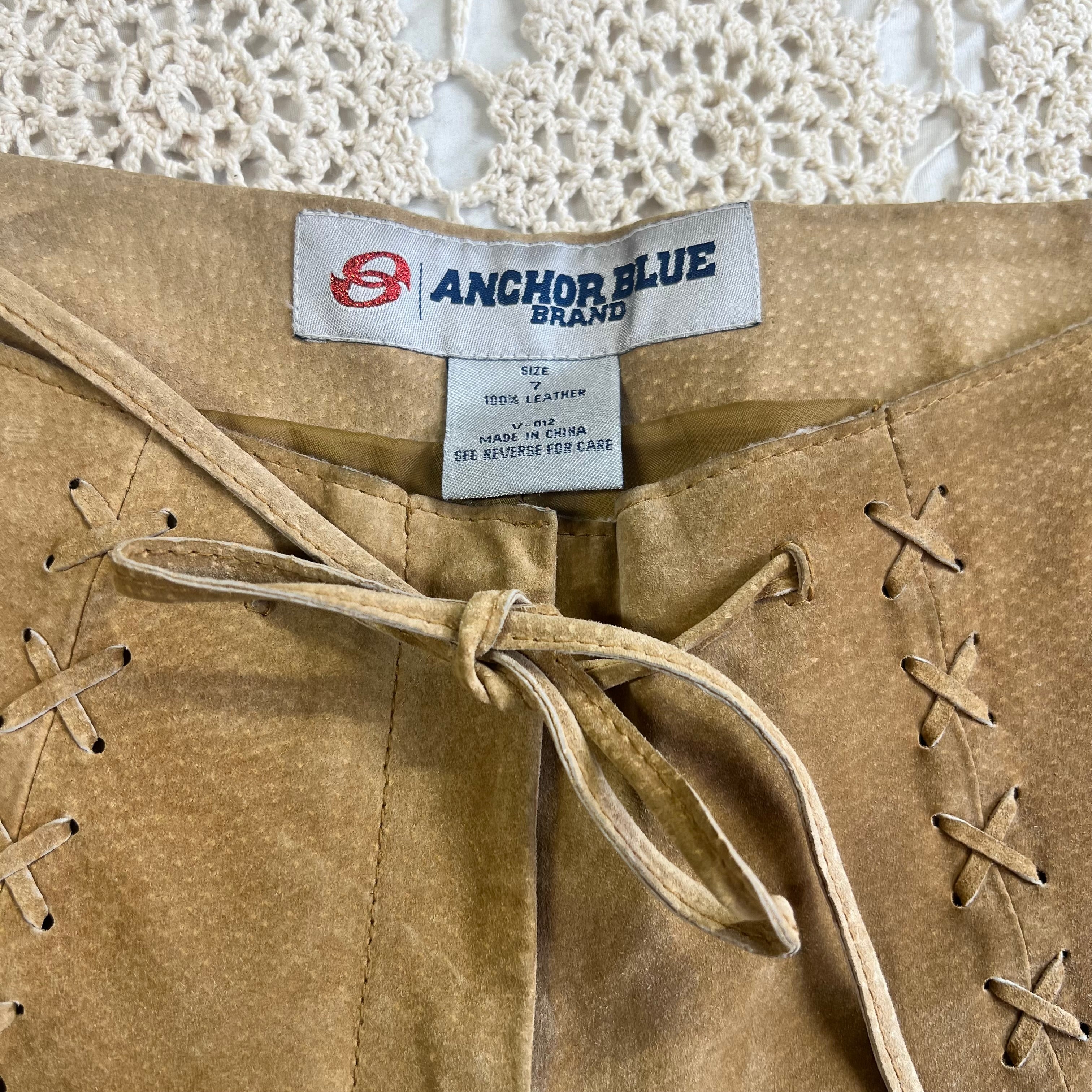 Y2K Anchor Blue Suede Bell Bottoms 7