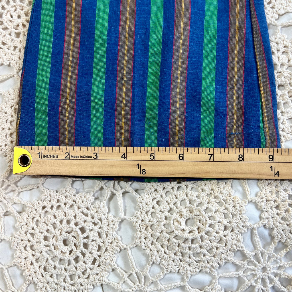 60s Mod Blue and Green Striped Flare Trousers 27x27
