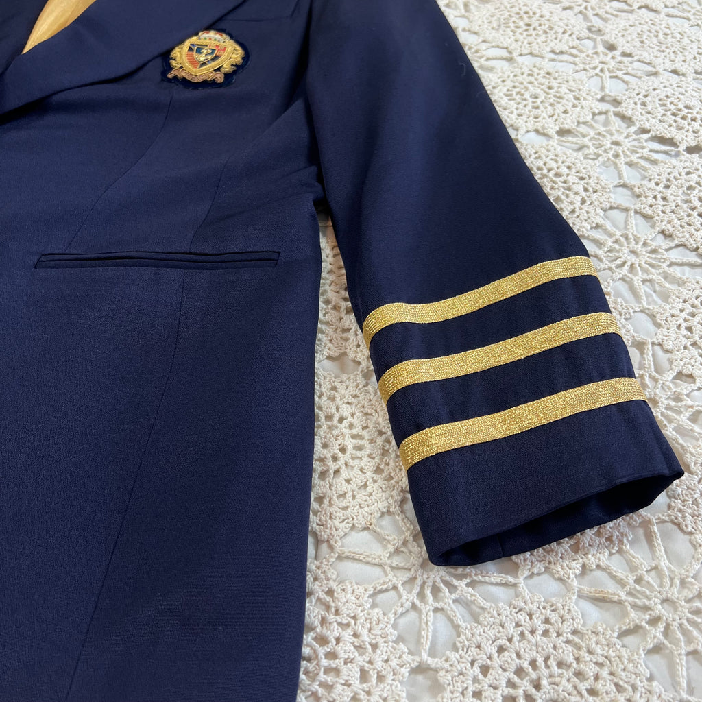 80s Deadstock Talk of the Walk Nautical Navy and Gold Blazer L